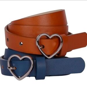 2pc Children's Place Heart Buckle Brown and Blue Belt Set *NWT*